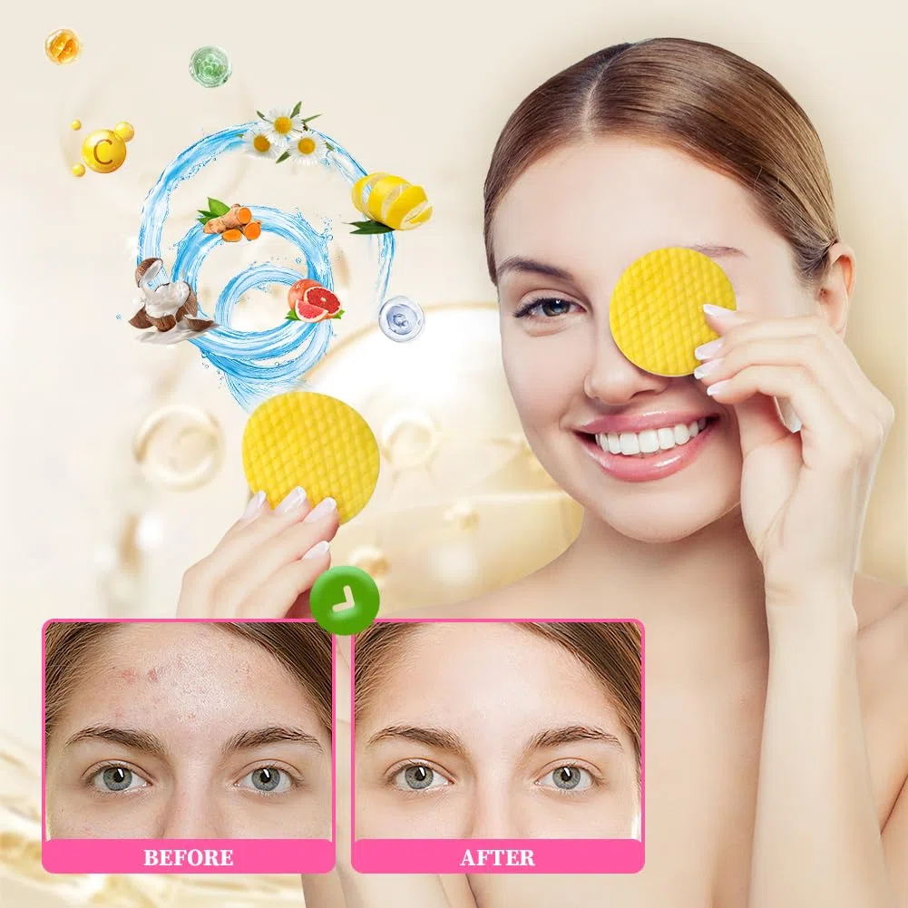 LOPEH Turmeric Kojic Acid Cleansing Pads, Tamponi Detergenti Alla Curcuma 40 Pezzi, Turmeric Pads per Pulizia del Viso, Exfoliating Cleansing Pads Adatto a Tutti i Tipi di Pelle
